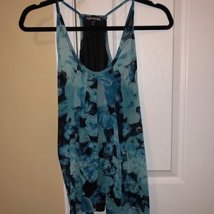 Women’s Express Sheer Blue & Black Tank (XS)